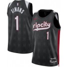 Men's Portland Trail Blazers #1 Anfernee Simons Black 2024 City Heat Press Jersey