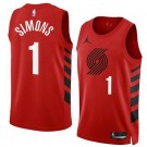 Men's Portland Trail Blazers #1 Anfernee Simons Red 2022 Statement Icon Heat Press Jersey