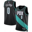 Men's Portland Trail Blazers #25 Damian Lillard Black 2025 City Heat Press Jersey