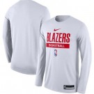 Men's Portland Trail Blazers White 2022 Legend On Court Practice Performance Long Sleeve T Shirt