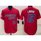 Men's Puerto Rico #12 Francisco Lindor Red Player Number 2023 World Baseball Classic Cool Base Jersey