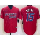 Men's Puerto Rico #15 Emmanuel Rivera Red 2023 World Baseball Classic Cool Base Jersey