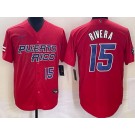 Men's Puerto Rico #15 Emmanuel Rivera Red Player Number 2023 World Baseball Classic Cool Base Jersey