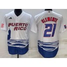 Men's Puerto Rico #21 Roberto Clemente White 2023 World Baseball Classic Cool Base Jersey