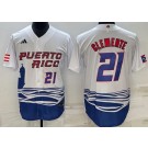 Men's Puerto Rico #21 Roberto Clemente White Player Number 2023 World Baseball Classic Cool Base Jersey