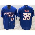 Men's Puerto Rico #39 Edwin Diaz Blue Playe Number 2023 World Baseball Classic Cool Base Jersey