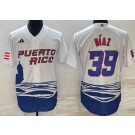 Men's Puerto Rico #39 Edwin Diaz White 2023 World Baseball Classic Cool Base Jersey