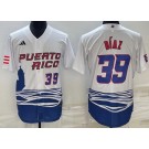 Men's Puerto Rico #39 Edwin Diaz White Playe Number 2023 World Baseball Classic Cool Base Jersey