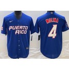 Men's Puerto Rico #4 Yadier Molina Blue 2023 World Baseball Classic Cool Base Jersey
