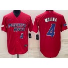 Men's Puerto Rico #4 Yadier Molina Red Player Number 2023 World Baseball Classic Cool Base Jersey