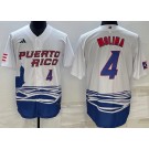 Men's Puerto Rico #4 Yadier Molina White Player Number 2023 World Baseball Classic Cool Base Jersey