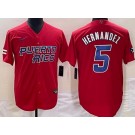 Men's Puerto Rico #5 Enrique Hernandez Red 2023 World Baseball Classic Cool Base Jersey