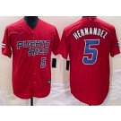 Men's Puerto Rico #5 Enrique Hernandez Red Player Number 2023 World Baseball Classic Cool Base Jersey