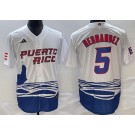 Men's Puerto Rico #5 Enrique Hernandez White 2023 World Baseball Classic Cool Base Jersey