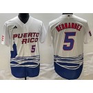 Men's Puerto Rico #5 Enrique Hernandez White Player Number 2023 World Baseball Classic Cool Base Jersey