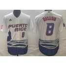Men's Puerto Rico #8 Eddie Rosario White Player Number 2023 World Baseball Classic Cool Base Jersey