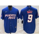 Men's Puerto Rico #9 Javier Baez Blue 2023 World Baseball Classic Cool Base Jersey