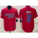 Men's Puerto Rico #9 Javier Baez Red 2023 World Baseball Classic Cool Base Jersey
