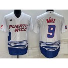 Men's Puerto Rico #9 Javier Baez White 2023 World Baseball Classic Cool Base Jersey