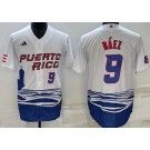Men's Puerto Rico #9 Javier Baez White Player Number 2023 World Baseball Classic Cool Base Jersey