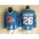 Men's Quebec Nordiques #26 Peter Stastny Light Blue Throwback Jersey