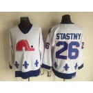Men's Quebec Nordiques #26 Peter Stastny White Throwback Jersey