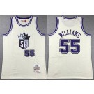 Men's Sacramento Kings #55 Jason Williams Cream Chainstitch Throwback Swingman Jersey