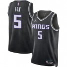 Men's Sacramento Kings #5 De'Aaron Fox Black 2022 Statememt Icon Heat Press Jersey