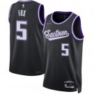 Men's Sacramento Kings #5 De'Aaron Fox Black City Diamond 75th Icon Hot Press Jersey