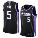 Men's Sacramento Kings #5 De'Aaron Fox Black Icon Heat Press Jersey