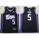 Men's Sacramento Kings #5 De'Aaron Fox Black Sponsor Swingman Jersey