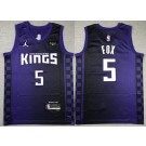 Men's Sacramento Kings #5 De'Aaron Fox Purple Black Statement Icon Sponsor Swingman Jersey