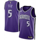 Men's Sacramento Kings #5 De'Aaron Fox Purple Classic Heat Press Jersey
