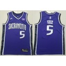 Men's Sacramento Kings #5 De'Aaron Fox Purple Classics Sponsor Swingman Jersey