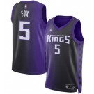 Men's Sacramento Kings #5 De'Aaron Fox Purple Statement Icon Heat Press Jersey