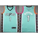 Men's San Antonio Spurs #1 Victor Wembanyama Aqua 2022 City Icon Sponsor Swingman Jersey