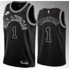 Men's San Antonio Spurs #1 Victor Wembanyama Black 2022 Classic Icon Heat Press Jersey