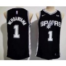 Men's San Antonio Spurs #1 Victor Wembanyama Black Icon Sponsor Swingman Jersey