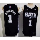 Men's San Antonio Spurs #1 Victor Wembanyama Black Statement Icon Sponsor Swingman Jersey
