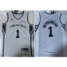 Men's San Antonio Spurs #1 Victor Wembanyama Gray 2025 Statement Swingman Jersey