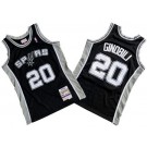 Men's San Antonio Spurs #20 Manu Ginobili Black 2002 Throwback Swingman Jersey