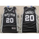 Men's San Antonio Spurs #20 Manu Ginobili Black Adidas Swingman Jersey