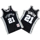 Men's San Antonio Spurs #21 Tim Duncan Black 1998 Throwback Swingman Jersey