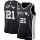 Men's San Antonio Spurs #21 Tim Duncan Black Icon Hot Press Jersey