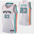Men's San Antonio Spurs #23 Zach Collins White City Diamond 75th Icon Hot Press Jersey