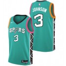 Men's San Antonio Spurs #3 Keldon Johnson Teal 2022 City Icon Heat Press Jersey