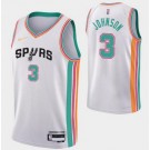 Men's San Antonio Spurs #3 Keldon Johnson White City Diamond 75th Icon Hot Press Jersey