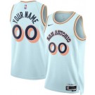 Men's San Antonio Spurs Custom Light Blue 2024 City Heat Press Jersey