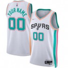 Men's San Antonio Spurs Custom White City Diamond 75th Icon Hot Press Jersey