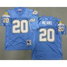 Men's San Diego Chargers #20 Natrone Means Light Blue 1994 Throwback Jersey